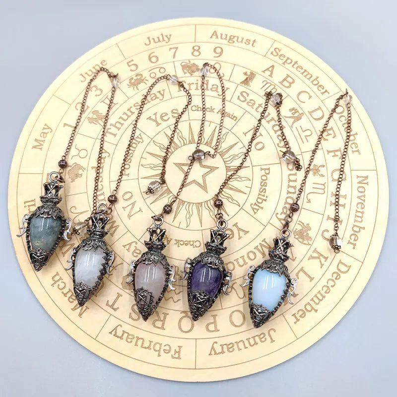 Healing Natural Stone Crystal Pendulums for Divination Black Obsidian Pendant Quartz Pendulum Dowsing Spiritual Pendulos X202