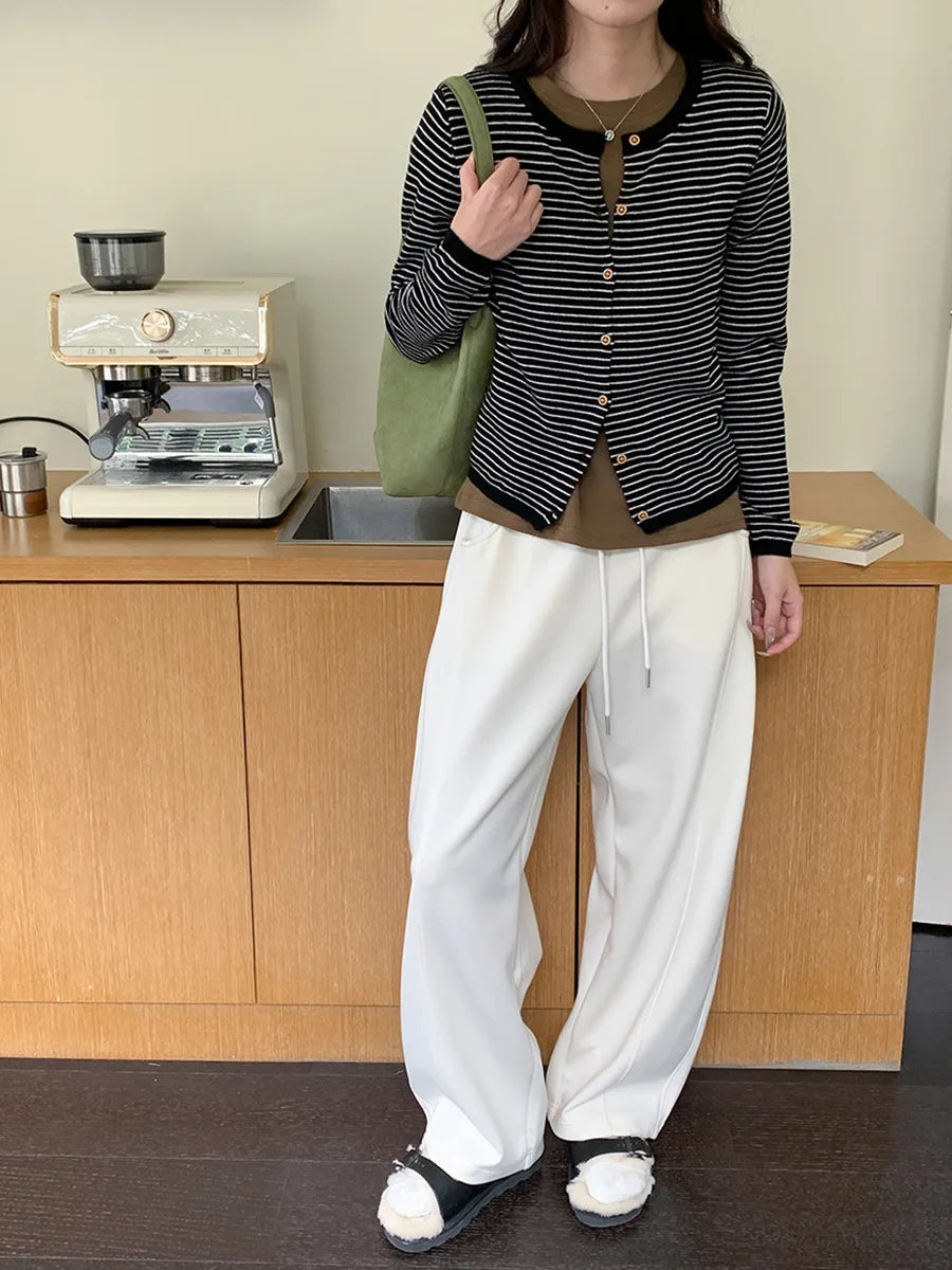 New relaxed and curved cut sports and casual wide leg pants for early autumn Badiee Stylez