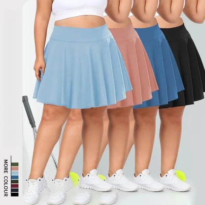 Plus Size Women with Pocket Short Skirt Fitness Short Skirt High Waist Fashion 200lbs Sports Short Skirt Gym Outdoor Solid Skirt