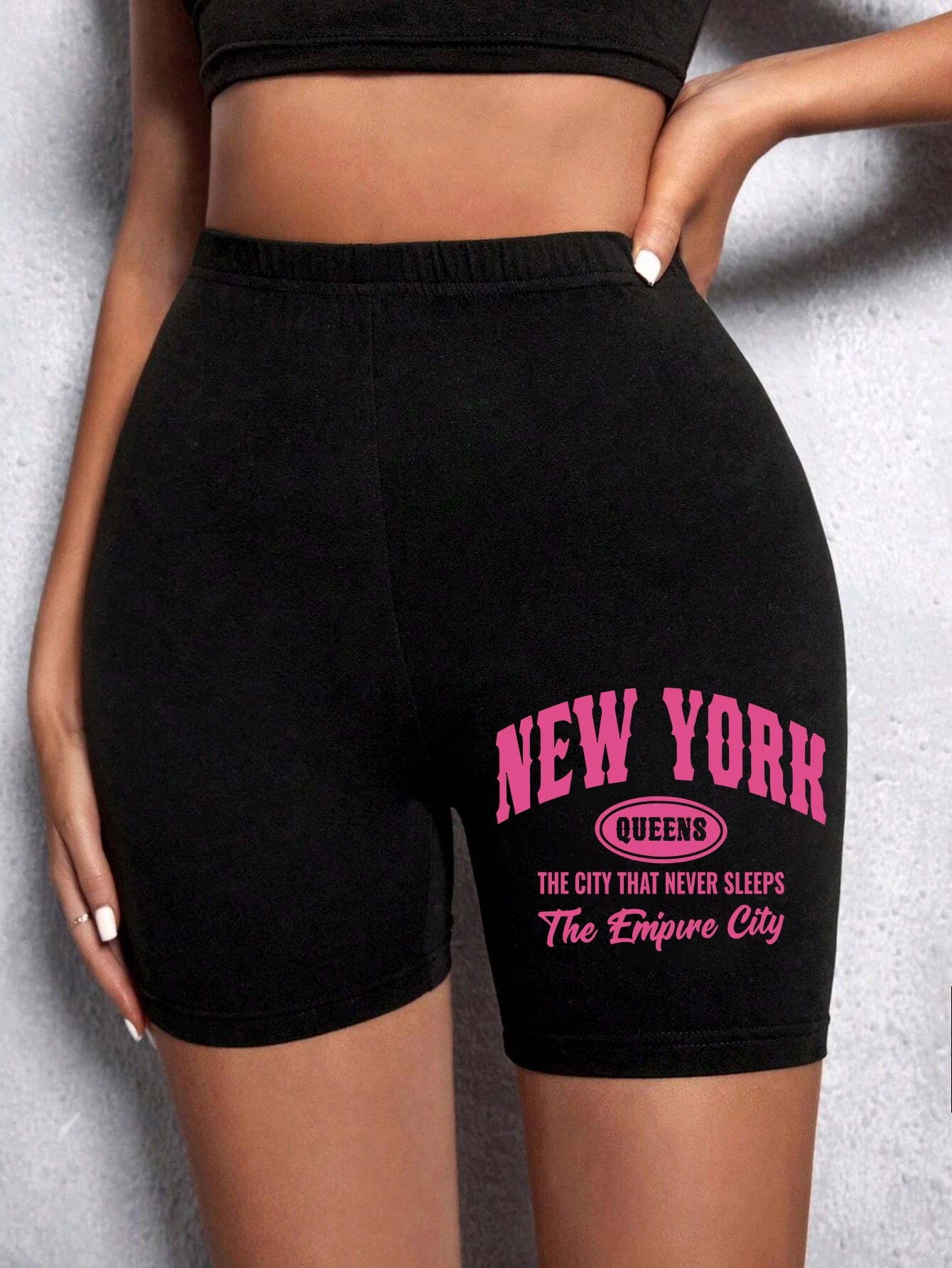 Summer Womens Sports Shorts New York The Emipure City Letter Printing Fitness Short Pantsstretch Thin Soft Female Sport Swear Black 5