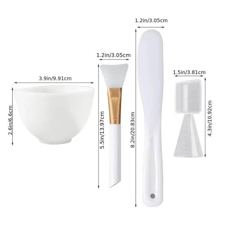 Silicone Face Mask Mixing Bowl Set Mixing Stick Spa Tool Beauty Salon Bowl Spoon Mask Mud Film Brush Silicone Facial Skincare