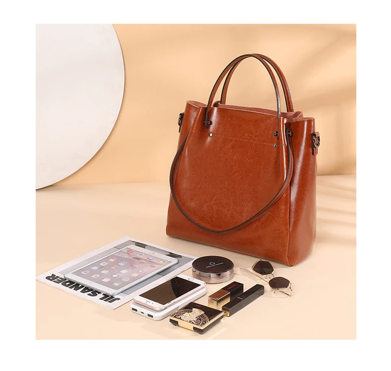 Burminsa Retro Cowhide Genuine Leather Handbags For Women 2025 Luxury Designer Work Tote Shopping Ladies Shoulder Crossbody Bags