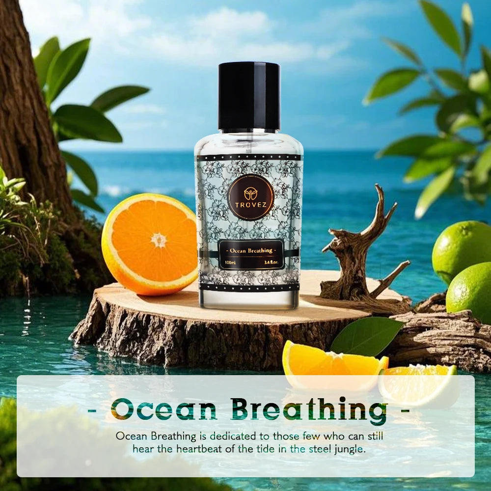 TROVEZ Ocean Breathing 100ml Perfume Elegant Fresh Fragrance Citrus Tone Unisex Perfume Long-lasting Scent Body Spray Scent Gift - Badiee Stylez
