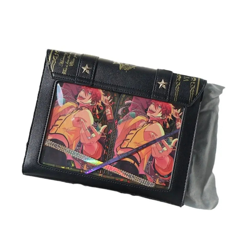 Kawaii Star Moon Badge Display Shoulder Bag Magic Book Design Transparent Window Women Messenger Bag PU Girls Ita-bag Lolita