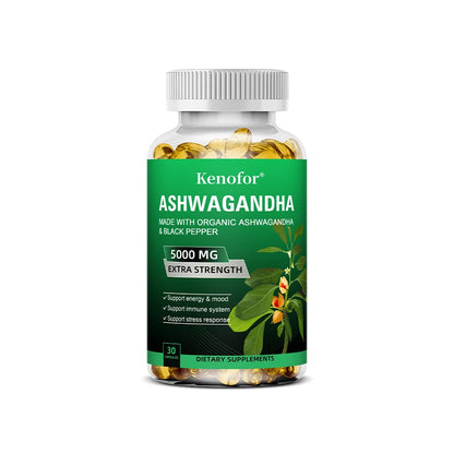 Ashwagandha Capsules - Boost Energy, Improve Mood, Relax The Body and Mind, Improve Sleep Quality, and Enhance Physical Strength 30 count-1 bottle