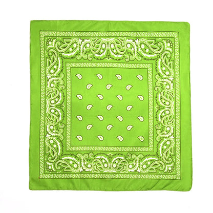 Fashion Hip Hop Bandana Kerchief Unisex Black Hair Band Neck Scarf Headwear Wrist Wraps Head Square Scarves Print Handkerchief light green 55CM-55CM