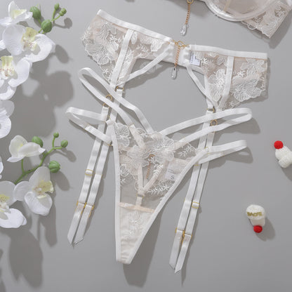 Ellolace Fancy Lingerie Floral Lace Transparent Bra Ensemble Underwear Attractive Chest Suspenders g-String Sexy Outfits 18