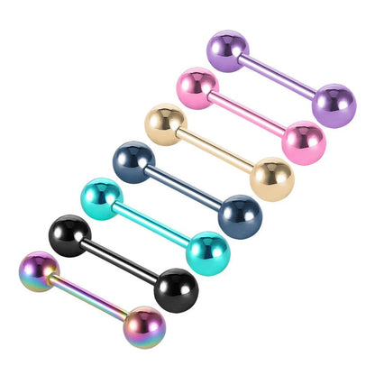 7pcs/lot Titanium Plated Piercing Tongue Rings Bars Girls 14G Tongue Piercing Barbells Stainless Steel Body Jewelry SD84 Badiee Stylez