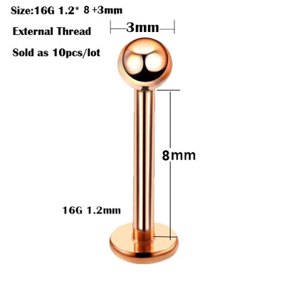 10Pcs/20Pcs/50Pcs G23 Titanium Labret Piercing Internal & External Design Lip Piercing Labret Stud Cartilage Helix Piercing Badiee Stylez