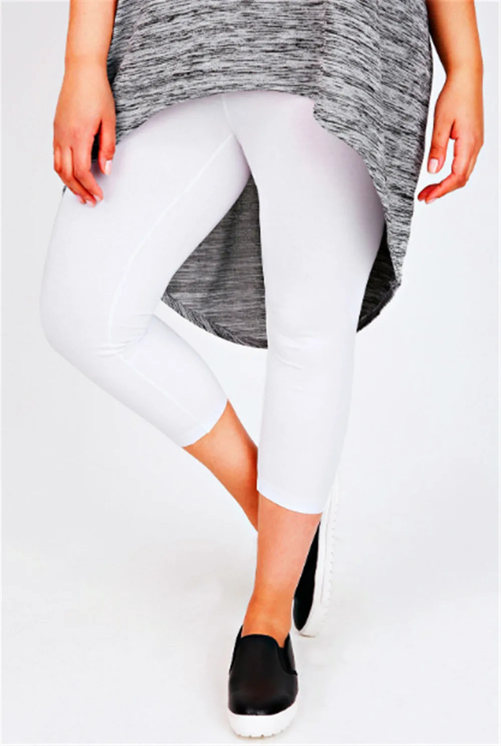 Women Capris Plus Size Curve Cropped Leggings Ultra Strech White Blue Orange Black Stretchy Work Out Leggings 2X 3X