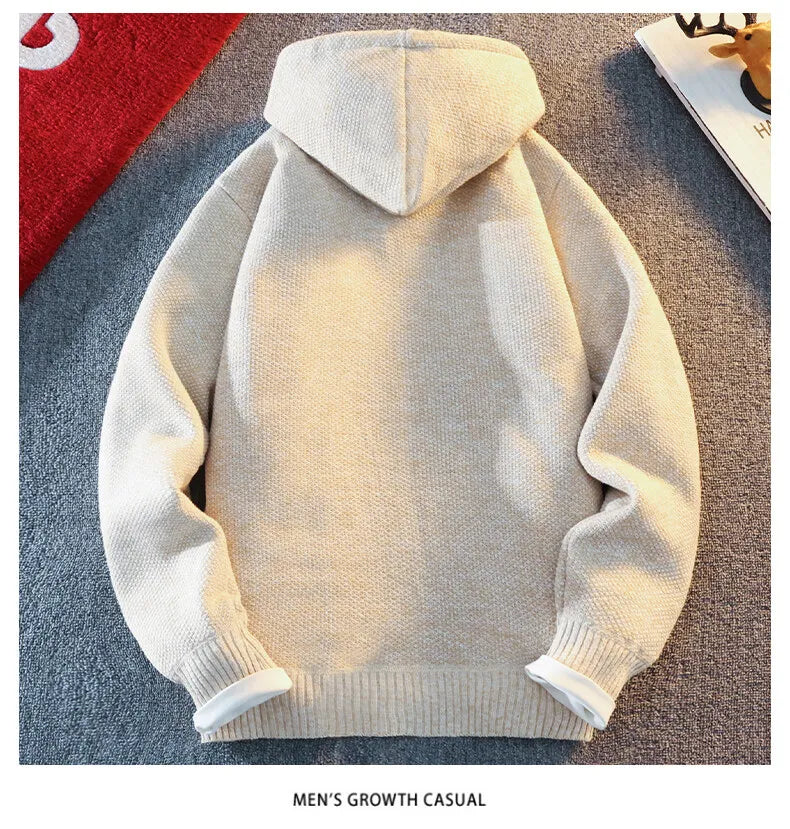 Classic Men's Knitted Sweater Cardigan Hooded Jackets Casual Streetwear Full Zip Cardigans Jackets Coat Badiee Stylez