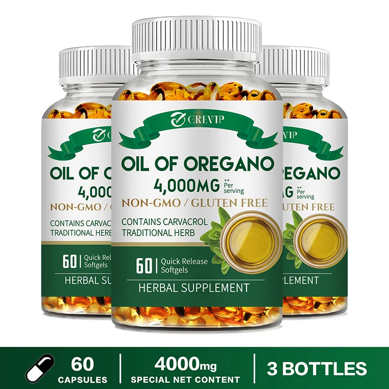 Oil of Oregano - for Digestion, Heart Health, Detoxification and Immune Support 60 Capsule-3bottles