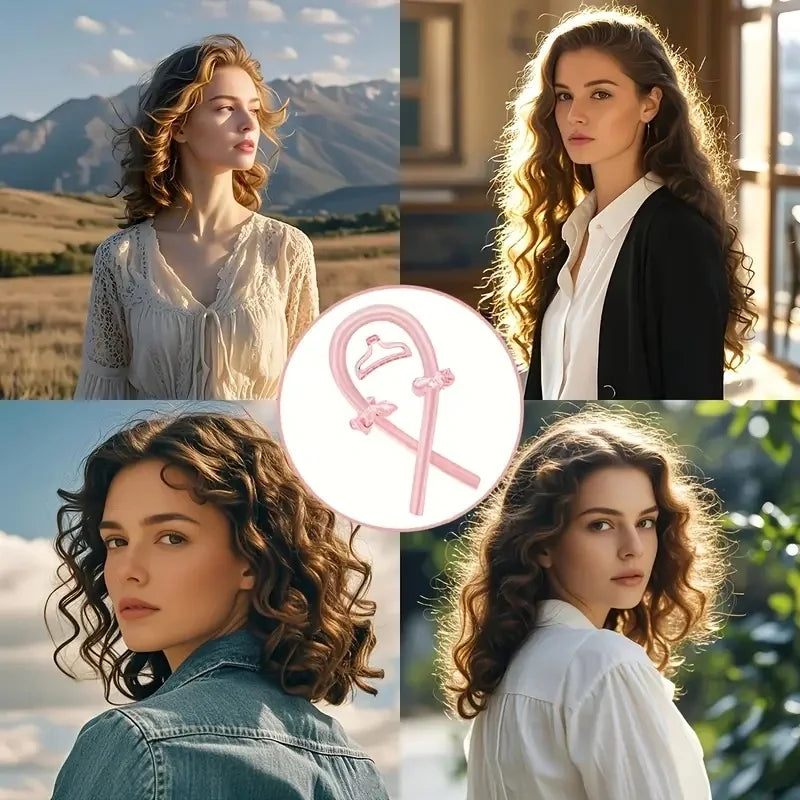 6Pcs Women No-Heat Curly Hair Stick Satin Sleep Cap Set Hair Clip and Ring Comb Sponge Hair Curler Suitable for All Hair Types Badiee Stylez
