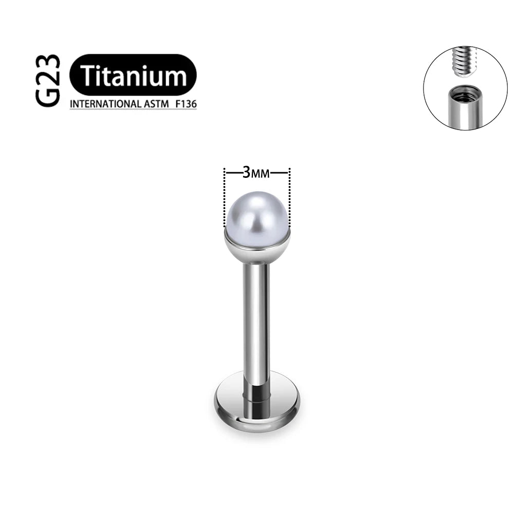 ASTM F136 Titanium 16G Bowl shaped Pearl Earring Helix Tragus Cartilage Stud Earlobe Lip Piercing Jewelry Titanium 3mm