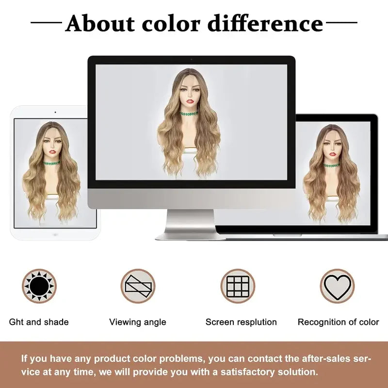 Synthetic Long Lace Wig Matte Silk Ombre Platinum Blonde Wavy Wig for Women 26 Inch Curly Middle Part Extension for Daily