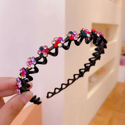 New Non-slip Rhinestone Headbands Solid Wave Hairbands for Women Girls Bezel Fashion Hair Hoop Ladies Boutique Hair Accessories Badiee Stylez