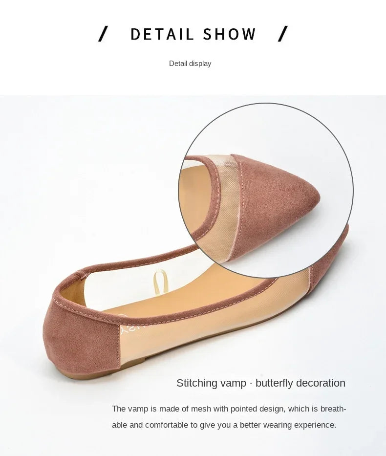 Women's Casual Sandals Pointed Spliced Flat Shoes for Women's Daily Shallow Mouth Fashion Mesh Shoes Single Shoe Women Shoes