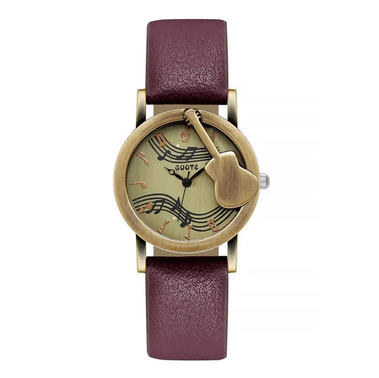 Vintage Women Watches Personalized Music 3D Style Leather Band Ladies Dress Waches Casual Outdoor Wristwatch Relogio Feminino