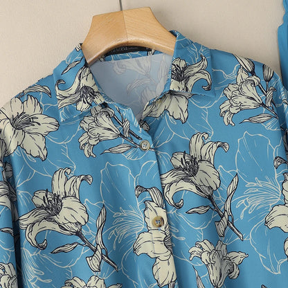 ZANZEA Autumn Vintage Pant Sets Women Fashion 2 Piece Outfits 2025 Elegant Long Sleeve Print Tops and Elastic Waist Pants 2pcs Badiee Stylez