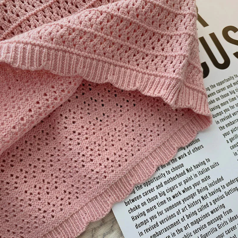 Women Summer Flower Embroidered Knit Tank Tops O-Neck Sleeveless Sweet Camisole Crochet Outer Wear Vintage Loose Inner Crop Tops