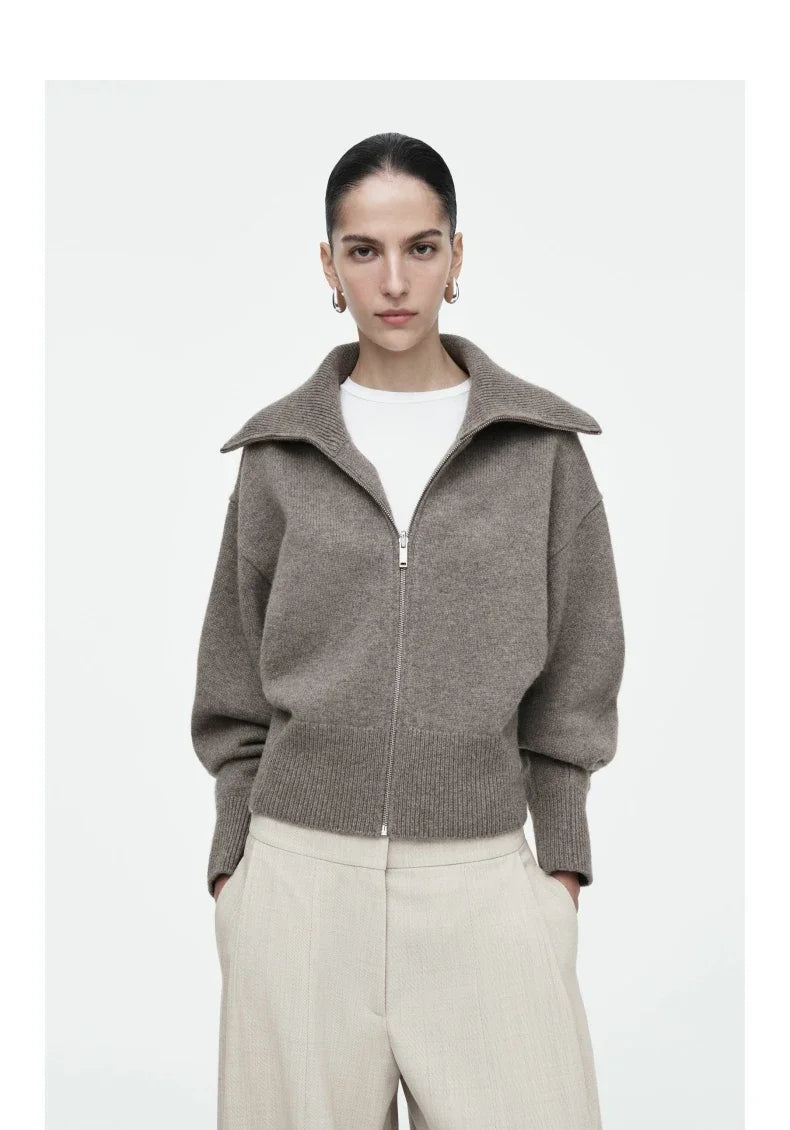 Ethereal cos winter new style of Ladies' casual standard fit waist-cinching knitted pilot jacket