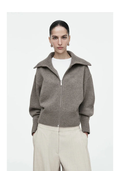 Ethereal cos winter new style of Ladies' casual standard fit waist-cinching knitted pilot jacket