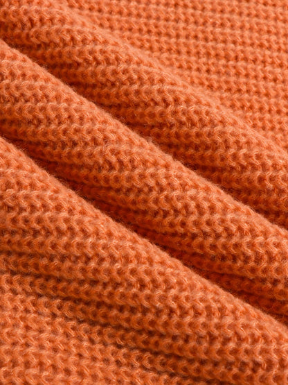 Women's Plain Tie Front Batwing Sleeve Sweater Dress, Elegant Asymmetrical Neck Long Sleeve Knit Dress for Fall and Winter Badiee Stylez