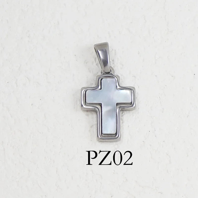 RHYSONG Geometric Stainless Steel 18K Gold Plated Snake Cross Palm Conch Mushroom Pistol Pendant For Women Diy Findings Jewelry 02-SV