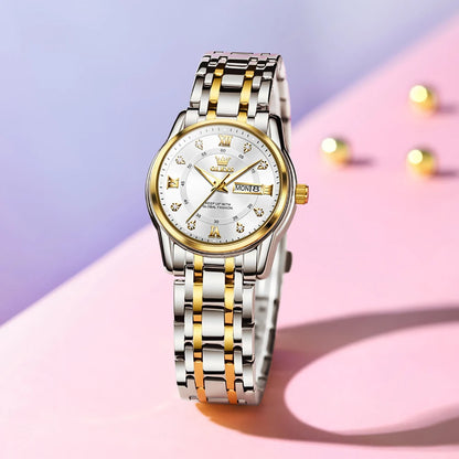 OLEVS 5513X Women Watch Original Fragrant Quartz Wristwatch Automatic Date Watches For Women Waterproof Luminous Gifts For Women Gold White CHINA Yes