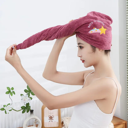 1pc Quickly Dry Hair Hat Super Absorbent Soft Bathroom Women Head Towels Girls Cute Hair Towel Hair Dry Wrap Bonnets Badiee Stylez