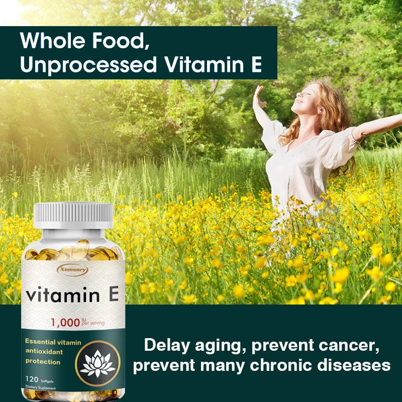 Vitamin E Capsules - Facial Care, Skin, Heart Health, Anti-Aging, Antioxidant