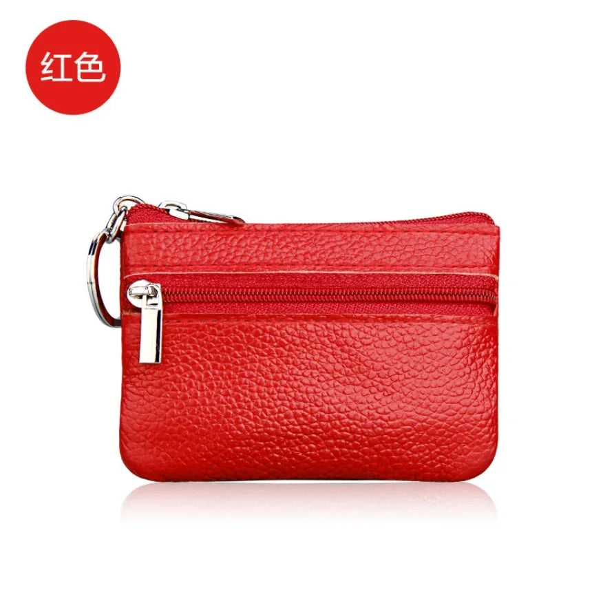 PU Leather Coin Purses Women Small Change Money Bags Pocket Wallets Key Holder Case Mini Functional Pouch Zipper Card Wallet Red