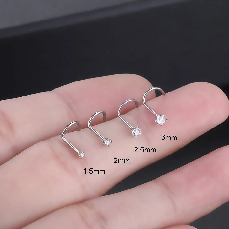 1PC Titanium 18G /20G 1.5/2/2.5/3mm Zircon Gem Nose Stud Piercing Screw Prong CZ Nostril Earring Nariz Piercings Sexy Jewelry Badiee Stylez