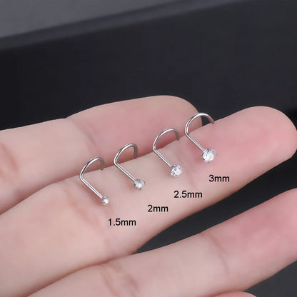 1PC Titanium 18G /20G 1.5/2/2.5/3mm Zircon Gem Nose Stud Piercing Screw Prong CZ Nostril Earring Nariz Piercings Sexy Jewelry Badiee Stylez