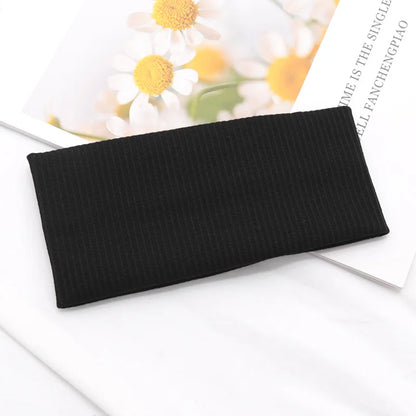 Women Solid Hairband Wide Hair Bands Elastic Headband Makeup Hair Hoop Yoga Vintag Headwrap Hairstyles Fashion Hair Accessories black One Size