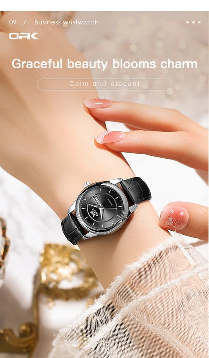 OPK Brand Women's Watch Fashion Double Calendar Quartz Waterproof Night Light 6002