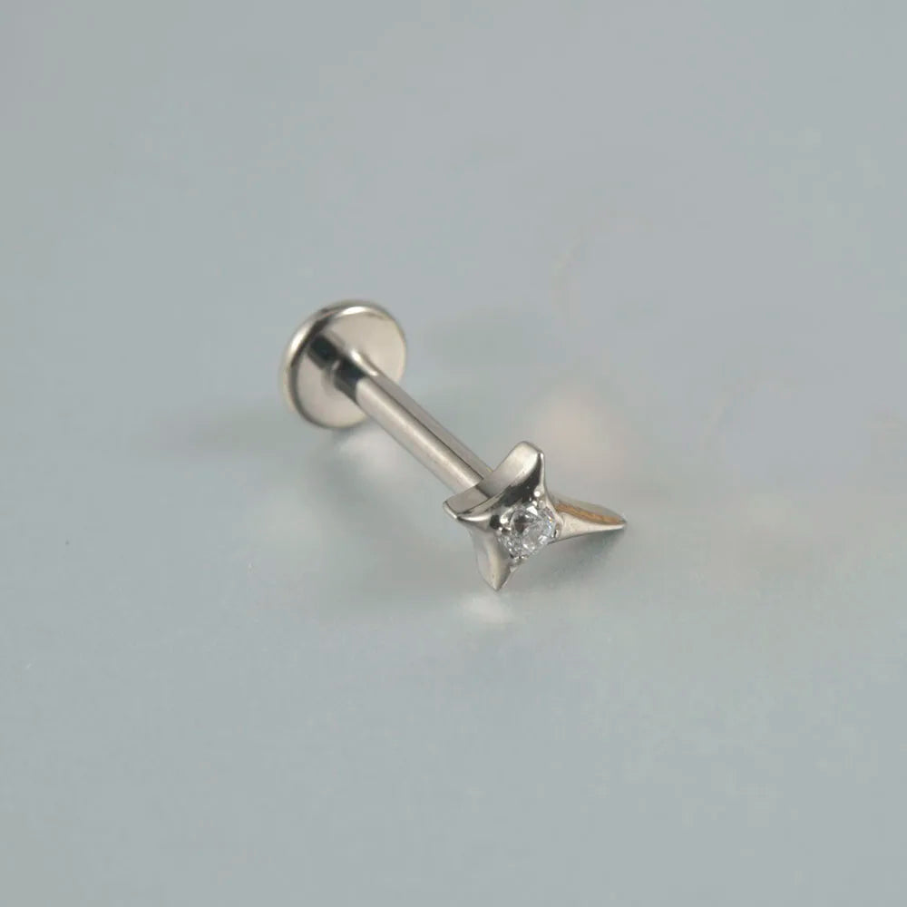 ASTM F136 Solid Titanium Internally Threaded Cross Cz Cartilage Earrings Stud Helix Tragus Lobe Piercing Labret Lip Ring Jewelry 9 CHINA 1.2x8mm (1PC)