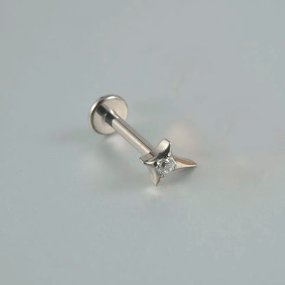 ASTM F136 Solid Titanium Internally Threaded Cross Cz Cartilage Earrings Stud Helix Tragus Lobe Piercing Labret Lip Ring Jewelry 9 CHINA 1.2x8mm (1PC)