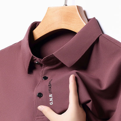 Men's Polo Shirt - Breathable & Comfortable Solid Color Top for Casual Business Style