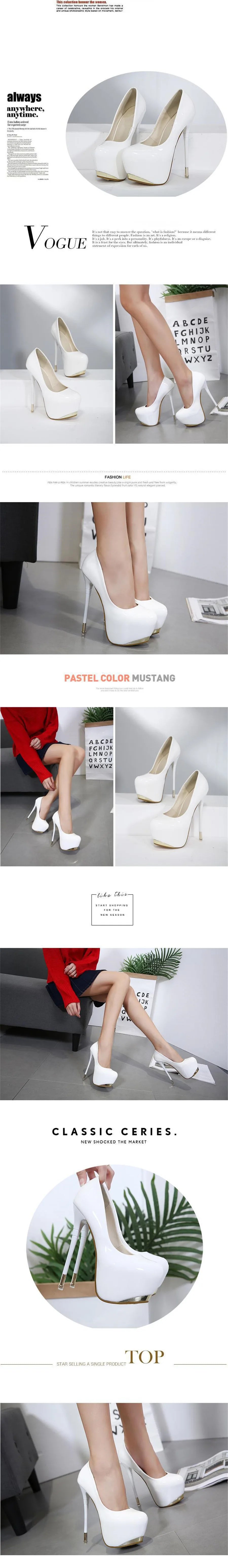 Super High Heels 16cm Red Wedding Women Shoes Black Metal Platform Sexy Patent Leather Round Toe Female Pumps Party 2025 Autumn