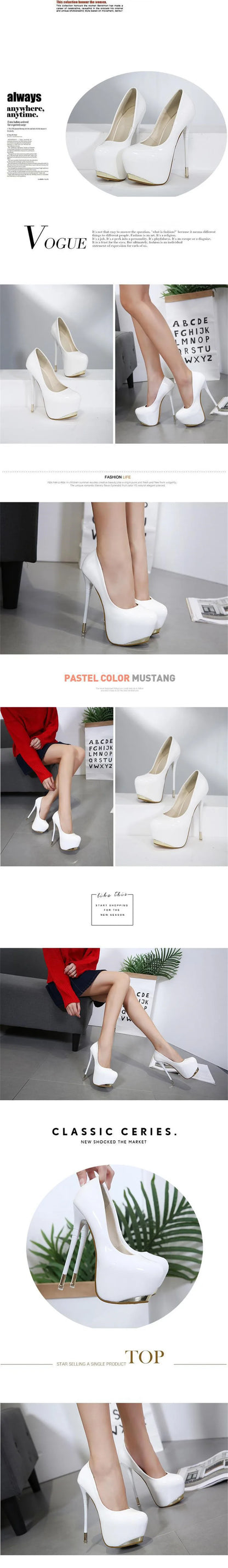 Super High Heels 16cm Red Wedding Women Shoes Black Metal Platform Sexy Patent Leather Round Toe Female Pumps Party 2025 Autumn