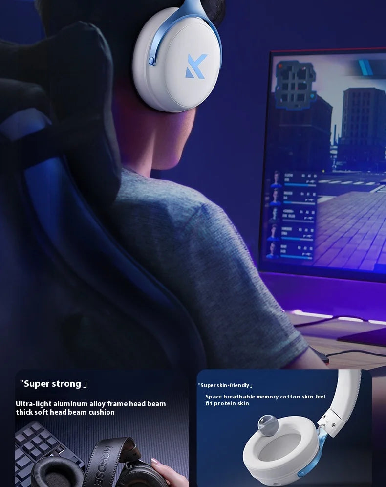 MCHOSE V9 pro Wireless Bluetooth Headset Low Delay Three Mode Microphone Noise Reduction Dynamic Sound for Office And Gaming Badiee Stylez