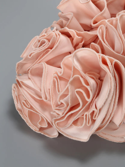 Pink Prom Dress Strapless Pink Structured Top With Floral Embellished Mini Skirt Bodycon Celebrity Party Cocktail 2 Pieces Set