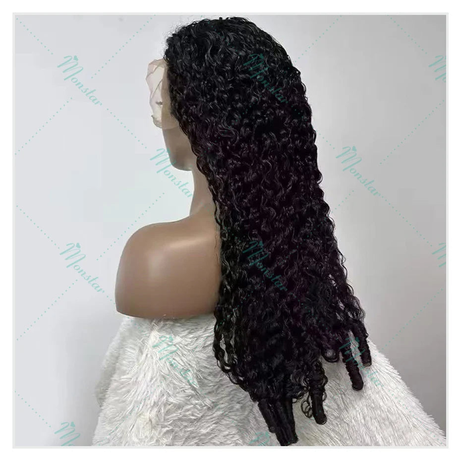 300% Density Burmese Curly Human Hair Wigs 13x4 13x6 HD Full Lace Frontal Wig 100% Human Hair Wigs with Spiral End Natural Black Badiee Stylez