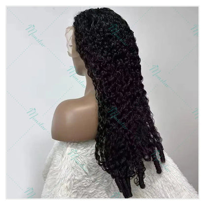 300% Density Burmese Curly Human Hair Wigs 13x4 13x6 HD Full Lace Frontal Wig 100% Human Hair Wigs with Spiral End Natural Black Badiee Stylez