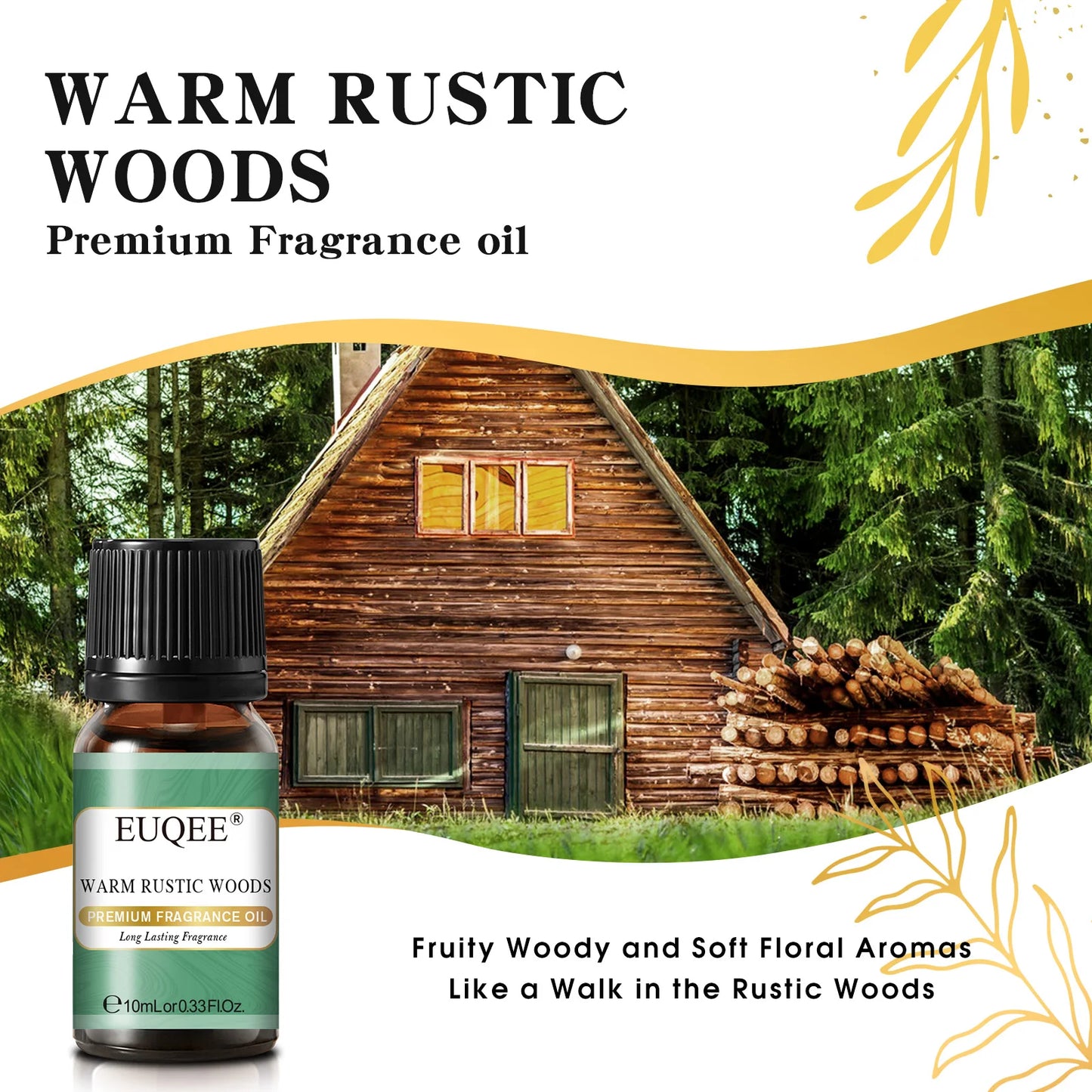 EUQEE 10ML Men's Fragrance Oil For Car Diffuser,Making Candle Leather Forest Pine Coffee Cake Cedarwood Bay Rum 1pcs/3pcs/6pcs - Badiee Stylez