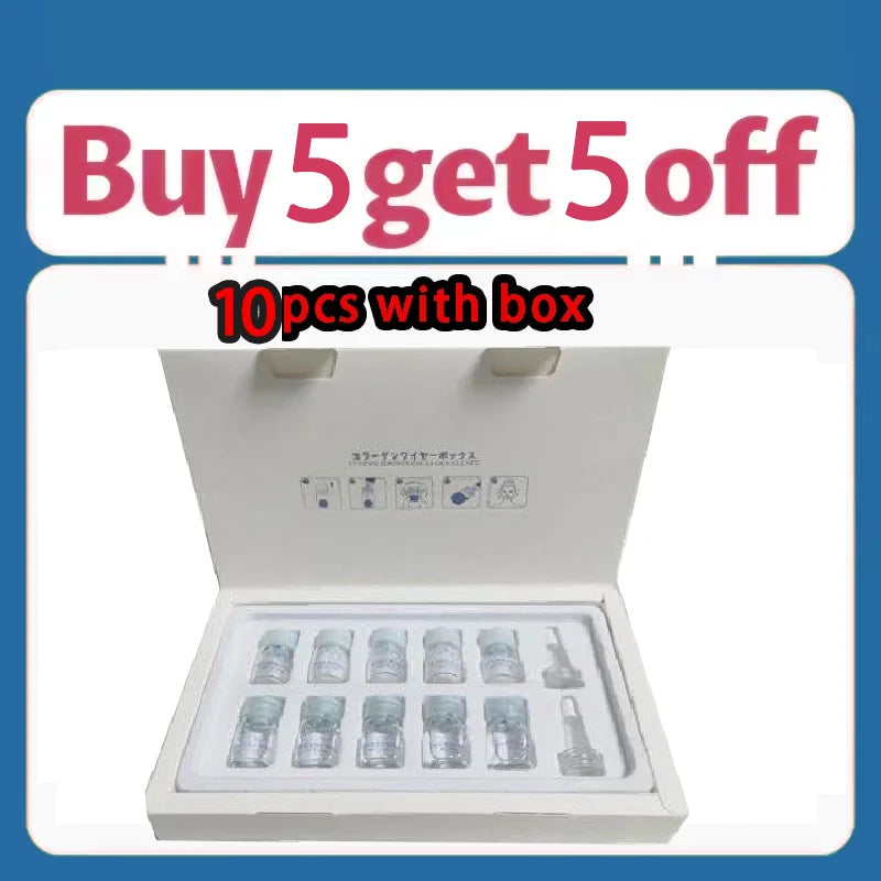 Korea Facial Hydrolyzed Silk Protein Collagen Thread Ball Serum Moisturiz Hydration Lifting Firm Fine lines Essence SkinCare 10bottle(with box)