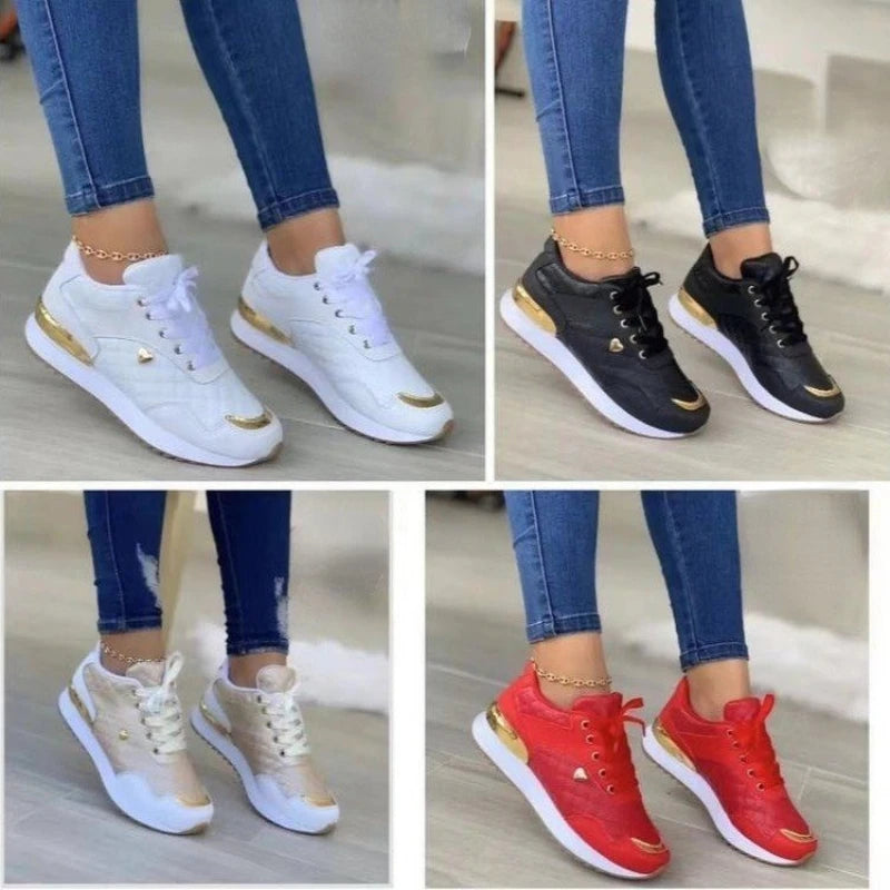 2023 Women Sneakers Mesh Patchwork Lace Up Ladies Flats Outdoor Running Walking Shoes Comfortable Breathable Female Footwear