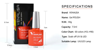 VENALISA Nail Gel Polish 7.5ml Super Glossy Glitter Gellack Great Coverage Soak Off UV LED Semi Permanent Beauty Nail Manicure