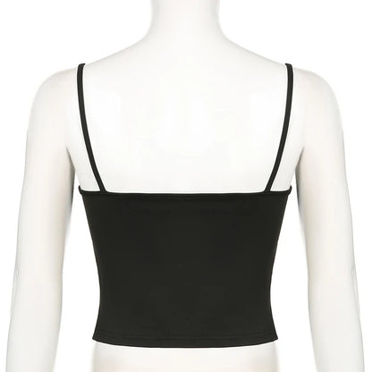 Summer Casual Sleeveless Spaghetti Strap Top Women Harajuku All-match Cropped Tops y2k Vintage Clothing